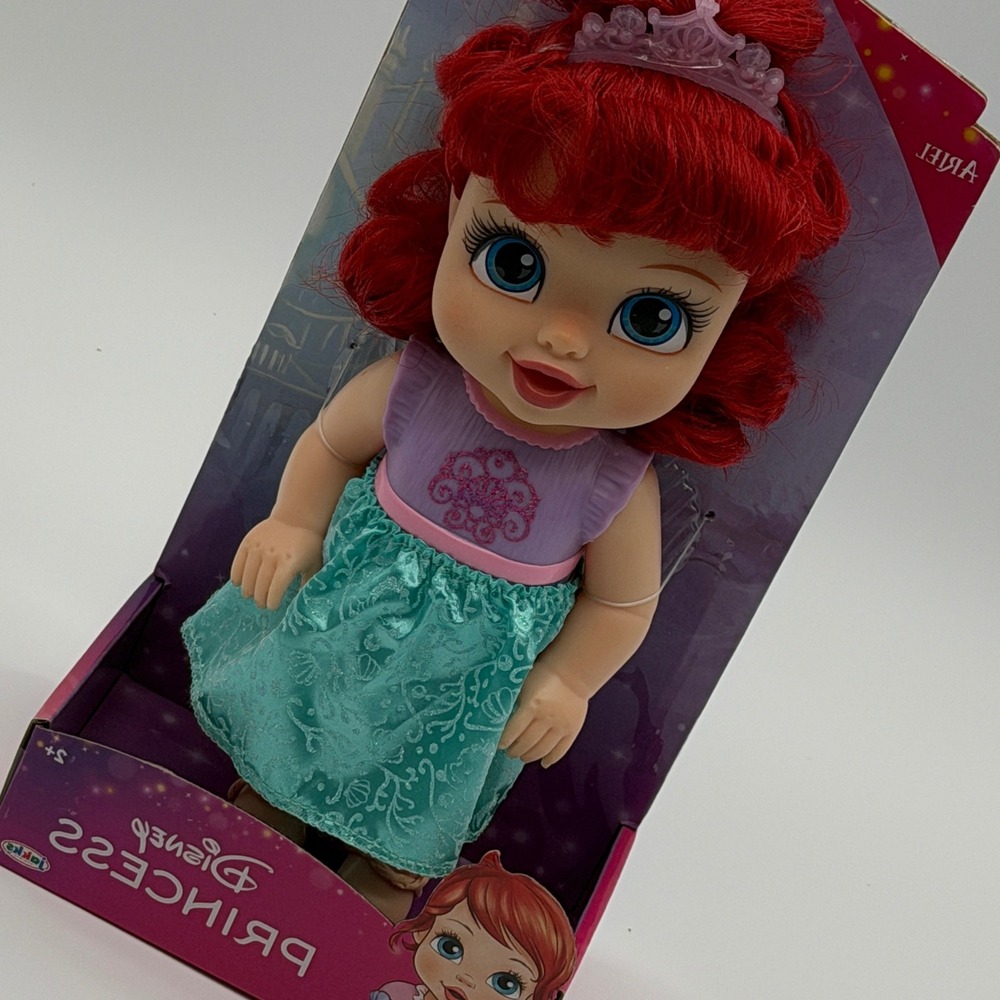 Disney Princess Baby Ariel Doll Jakks Pacific Red Hair Tiara Teal Skirt New